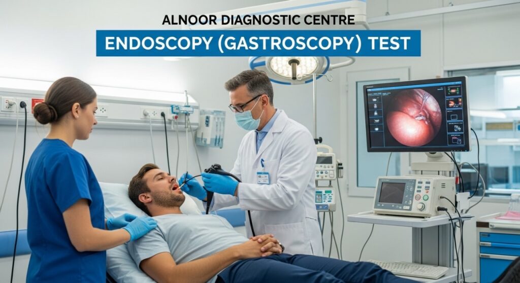 Doctor performing gastroscopy endoscopy test at Alnoor Diagnostic Centre