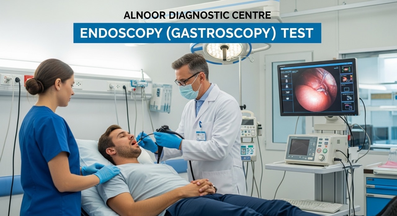 Doctor performing gastroscopy endoscopy test at Alnoor Diagnostic Centre