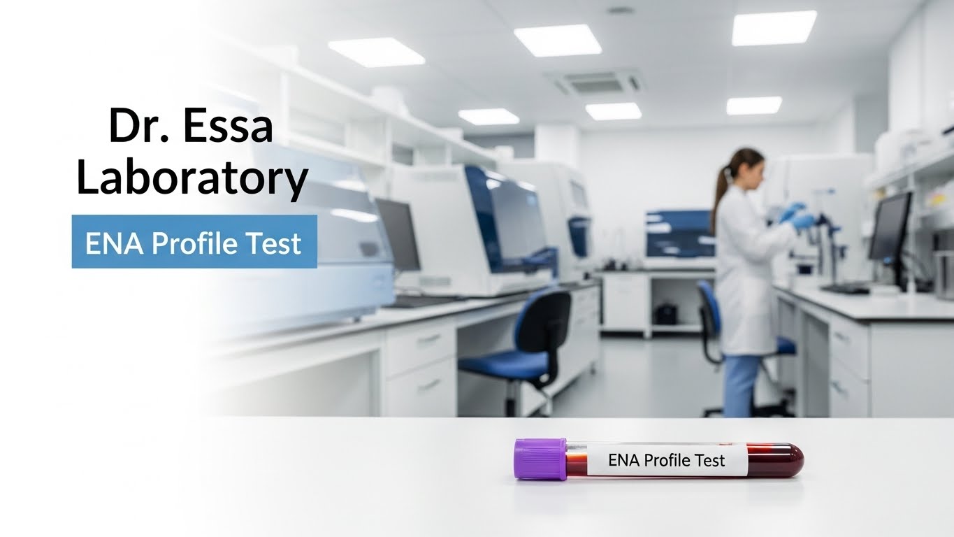 Dr. Essa Laboratory ENA Profile Test blood sample and diagnostic lab setup