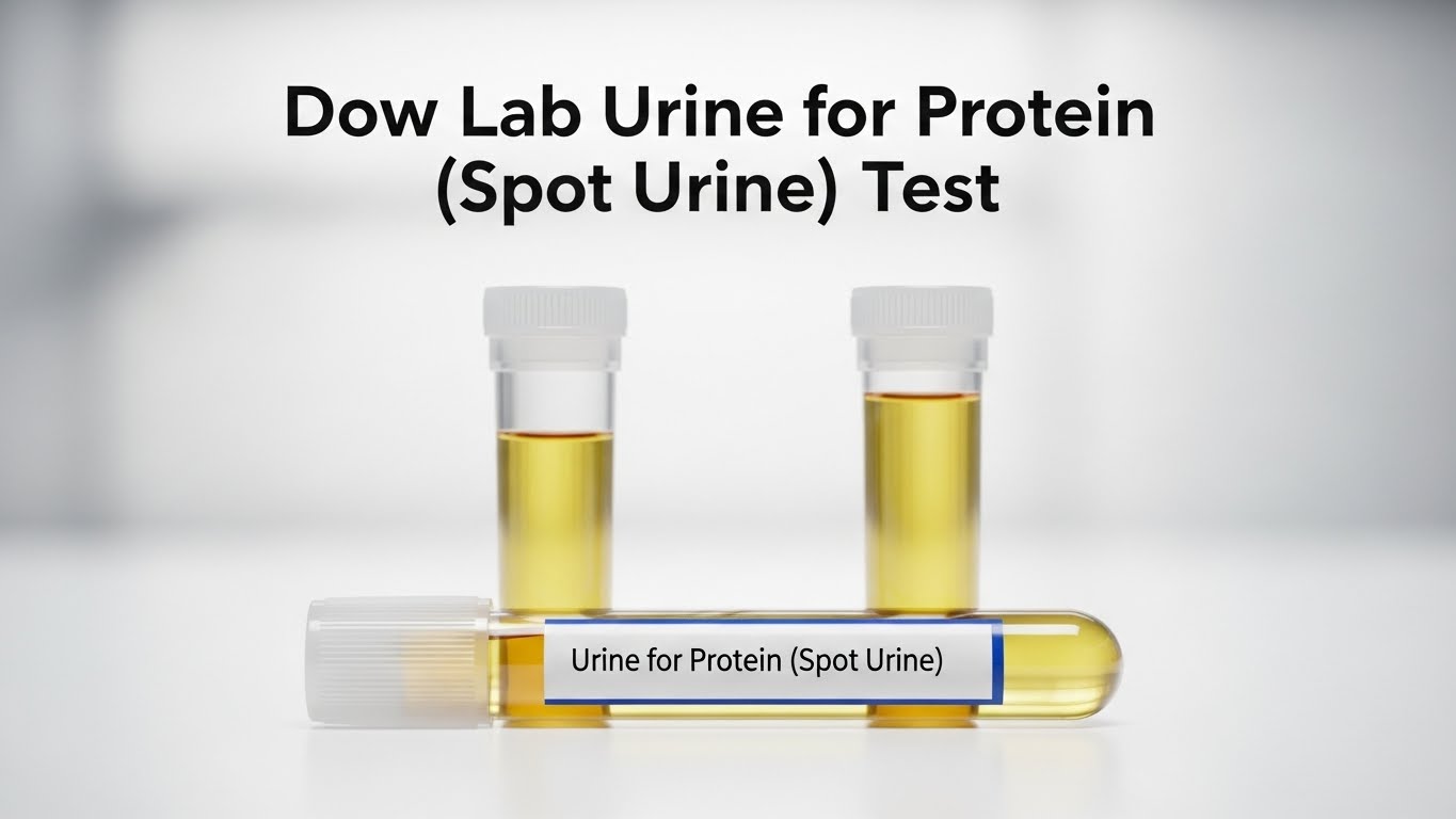 Dow Lab Urine for Protein (Spot Urine) Test sample tubes on a white background