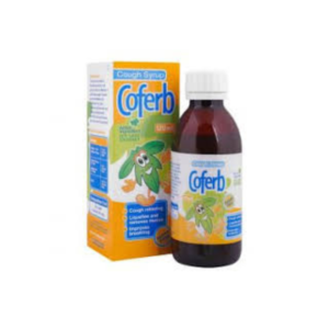 Coferb Syrup bottle and box packaging for cough relief and chest congestion treatment