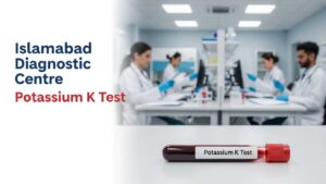 IDC Potassium Test at Islamabad Diagnostic Centre showing blood sample and lab analysis