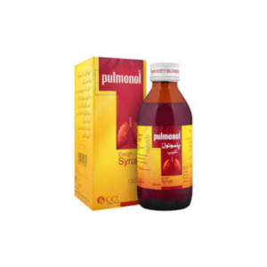 Pulmonol Syrup for productive cough, chest congestion relief, shown with original bottle and packaging