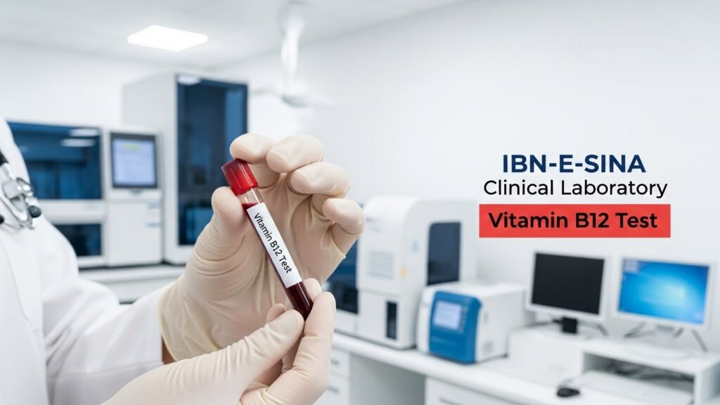 Vitamin B12 Test blood sample at Ibn-E-Sina Clinical Laboratory in Pakistan