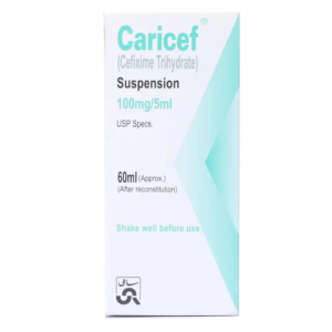 Caricef Syrup 100mg/5ml Suspension 60ml - Cefixime Trihydrate oral antibiotic in Pakistan