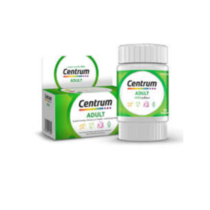 Alt Text (with focus keyword “Centrum Tablets”) "Centrum Tablets front view showing green and white packaging with a bottle and box of Centrum Adult multivitamin tablets.