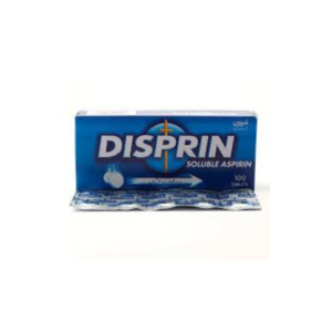 Disprin Tablets 300mg pack front view showing soluble aspirin tablets and blister strips.