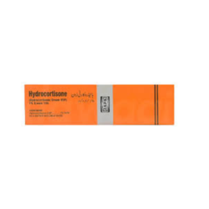 Hydrocortisone Cream 10g pack front view showing orange packaging and product label for anti-inflammatory skin treatment.