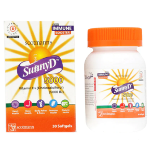 Sunny D 5000 Capsule Vitamin D3 Cholecalciferol 5000 IU 30 Softgels for Bone & Immune Health