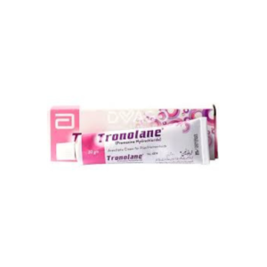 Tronolane Cream 20g pack showing topical anesthetic hemorrhoid relief cream tube and box