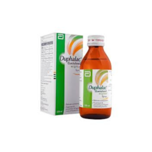 Duphalac Syrup 120ml bottle and packaging lactulose solution for constipation relief.