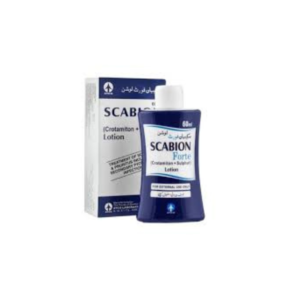 Scabion Lotion 60ml bottle and box packaging for scabies and itching skin treatment in Pakistan