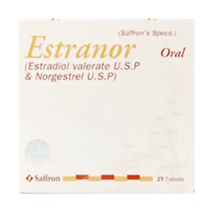 Estranor tablets box (Estradiol valerate & Norgestrel)