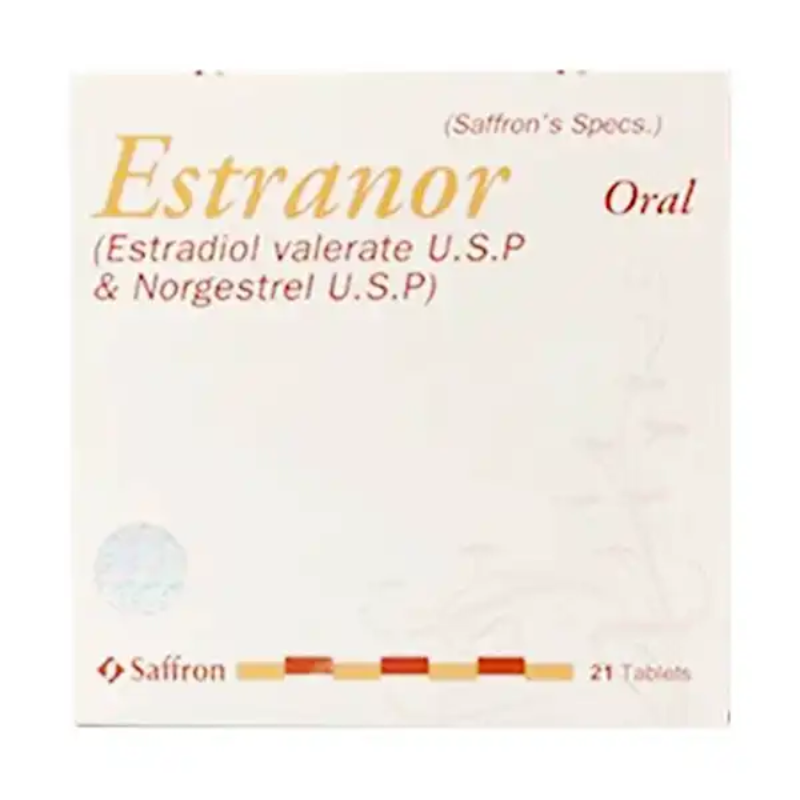 Estranor tablets box (Estradiol valerate & Norgestrel)