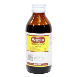 Hydryllin DM Syrup 120ml bottle by Searle, used for cough relief in Pakistan
